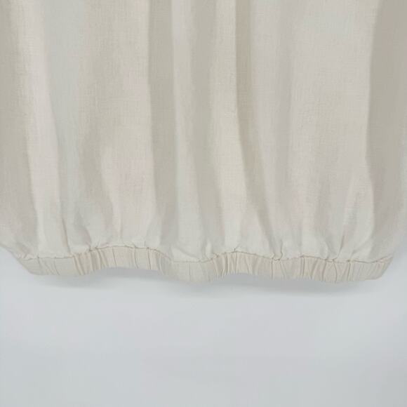 Madewell Linen-Blend Michele Bubble Top Open Tie Back In Lighthouse Cream Size S - Picture 8 of 13